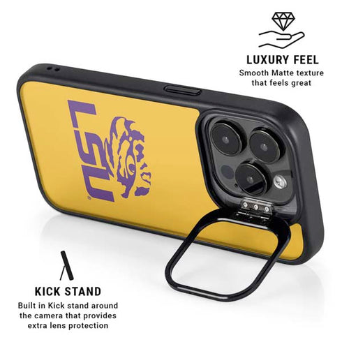 LSU Tiger Eye Logo Yellow iPhone 15 Pro Kickstand Case